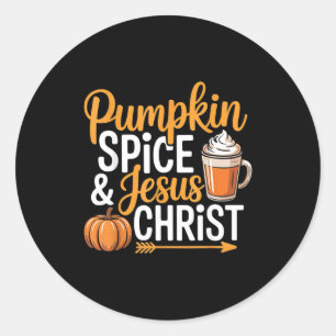 Pumpkin Sce And Jesus Christ Christian Fall Autumn Classic Round Sticker