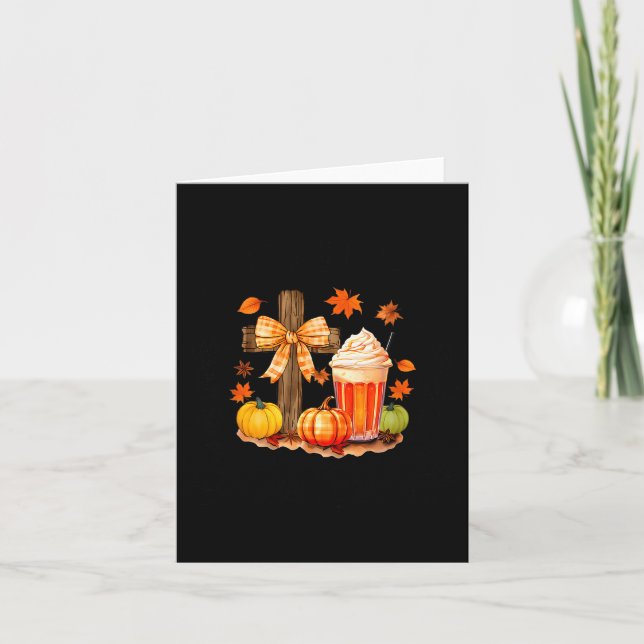 Pumpkin Sce And Jesus Christ Cross Pumpkin Christi Card (Front)