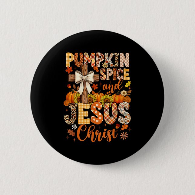 Pumpkin Sce And Jesus Christ Funny Fall Christian  6 Cm Round Badge (Front)