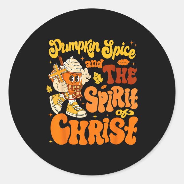 Pumpkin Sce And Jesus Christ Funny Fall Christian  Classic Round Sticker (Front)