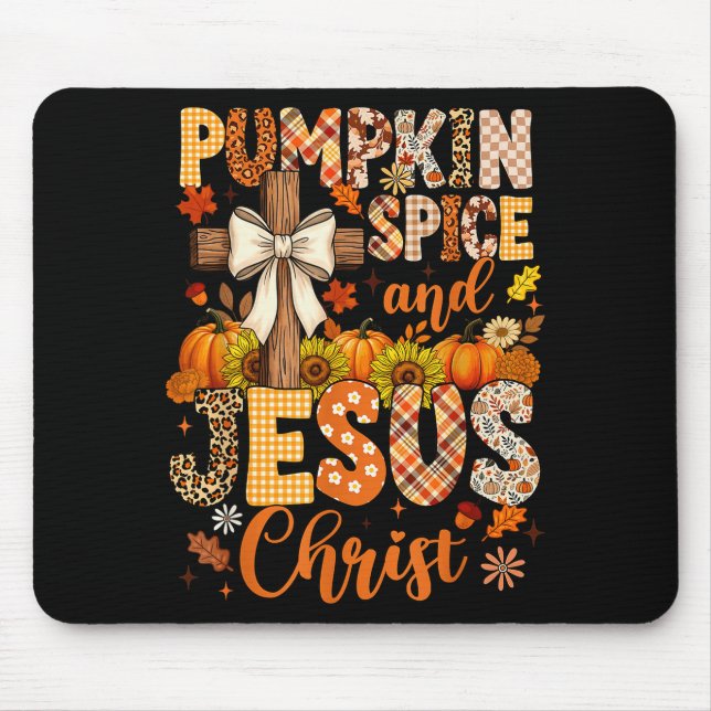 Pumpkin Sce And Jesus Christ Funny Fall Christian  Mouse Mat (Front)