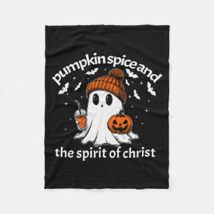 Pumpkin Sce And The Srit Of Christ Funny Ghost Hal Fleece Blanket