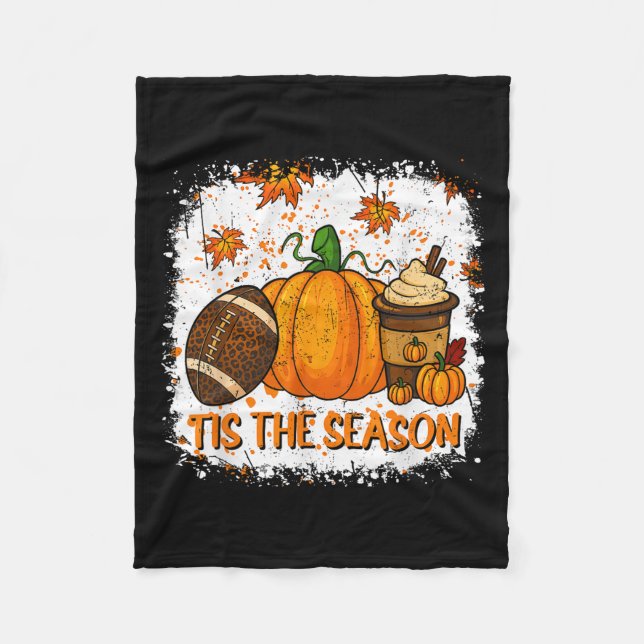 Pumpkin Sce Football Tis The Season Fall Thanksgiv Fleece Blanket (Front)