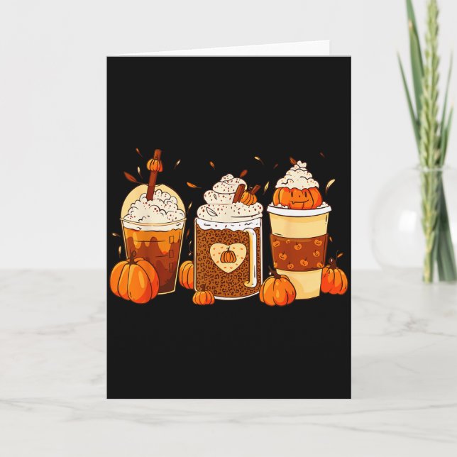 Pumpkin Sce Latte Fall Coffee Thanksgiving Shirt F Card (Front)