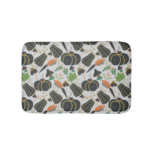 Pumpkin seamless pattern carrot black and white bath mat