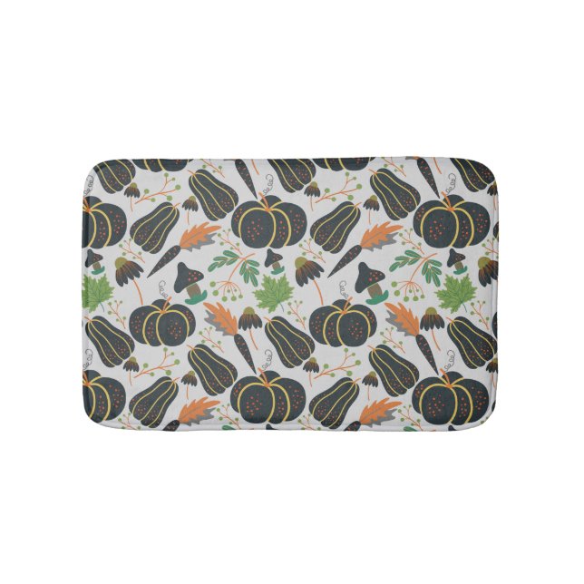 Pumpkin seamless pattern carrot black and white bath mat (Front)