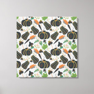Pumpkin seamless pattern carrot black and white canvas print