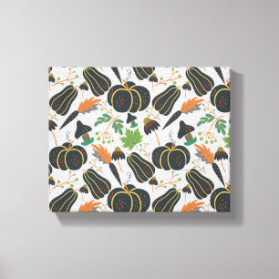 Pumpkin seamless pattern carrot black and white canvas print