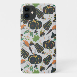 Pumpkin seamless pattern carrot black and white iPhone 11 case