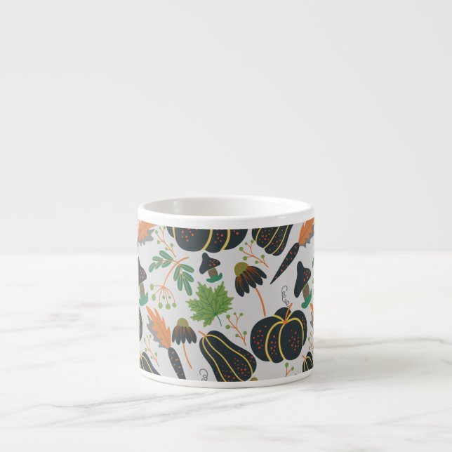 Pumpkin seamless pattern carrot black and white espresso cup (Front)