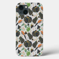 Pumpkin seamless pattern carrot black and white