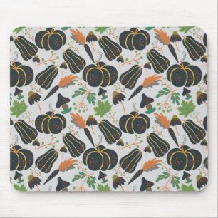 Pumpkin seamless pattern carrot black and white mouse mat