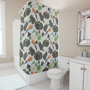 Pumpkin seamless pattern carrot black and white shower curtain