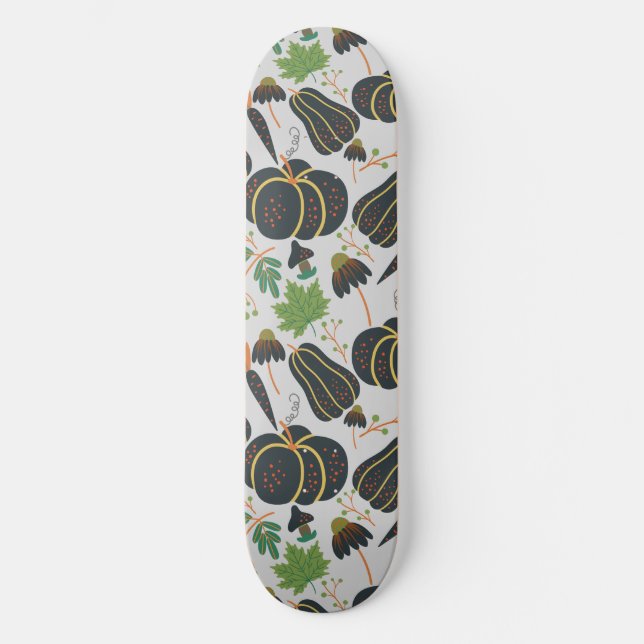 Pumpkin seamless pattern carrot black and white skateboard (Front)