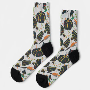 Pumpkin seamless pattern carrot black and white wr socks