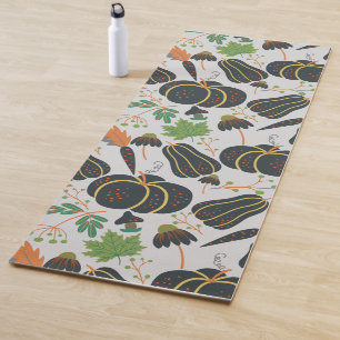 Pumpkin seamless pattern carrot black and white yoga mat