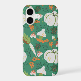 Pumpkin seamless pattern carrots and mushrooms