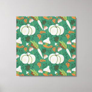 Pumpkin seamless pattern carrots and mushrooms canvas print
