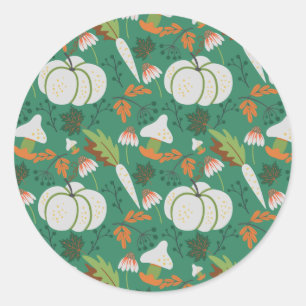 Pumpkin seamless pattern carrots and mushrooms classic round sticker