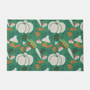 Pumpkin seamless pattern carrots and mushrooms doormat