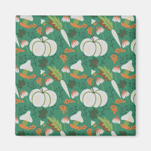 Pumpkin seamless pattern carrots and mushrooms magnet