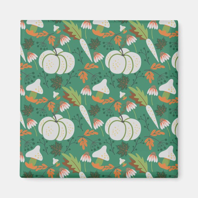 Pumpkin seamless pattern carrots and mushrooms magnet (Front)