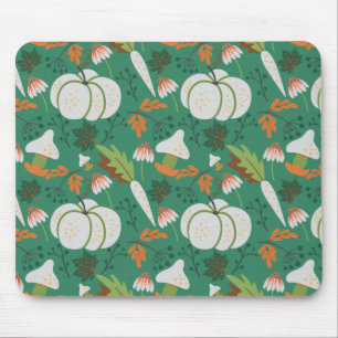 Pumpkin seamless pattern carrots and mushrooms mouse mat