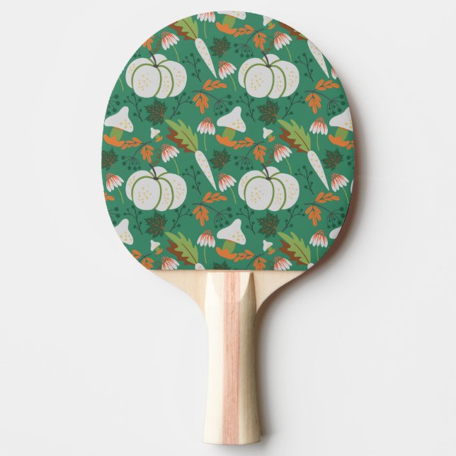 Pumpkin seamless pattern carrots and mushrooms ping pong paddle (Front)