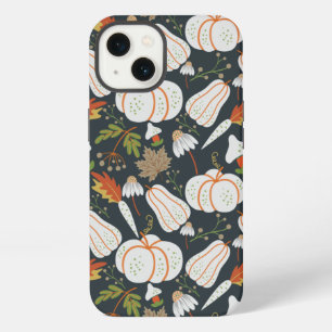Pumpkin seamless pattern floral black and white iPhone 13 case