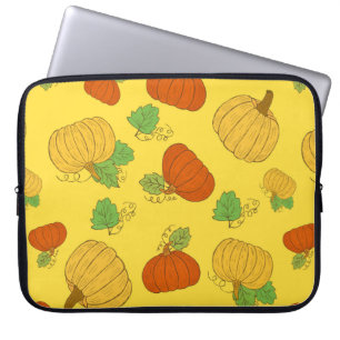 Pumpkin seamless pattern. Hand drawn doodle brushe Laptop Sleeve