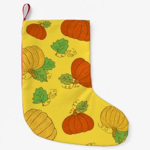 Pumpkin seamless pattern. Hand drawn doodle brushe Small Christmas Stocking