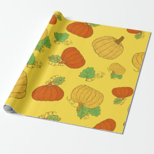 Pumpkin seamless pattern. Hand drawn doodle brushe Wrapping Paper