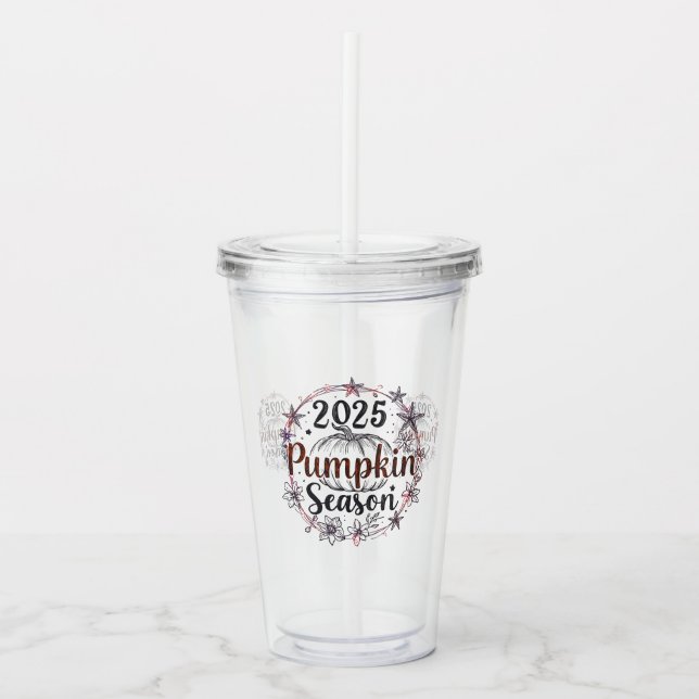 Pumpkin Season 2025 – Elegant Autumn Acrylic Tumbl Acrylic Tumbler (Front)