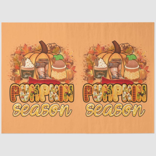 Pumpkin Season Autumn Customise Colour Tissue Paper (Front)