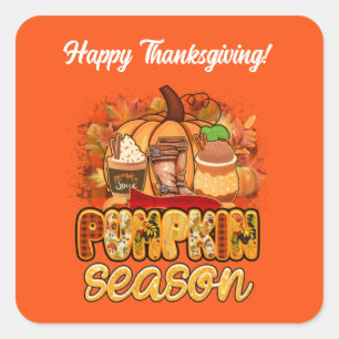 Pumpkin Season Autumn Customise Square Sticker