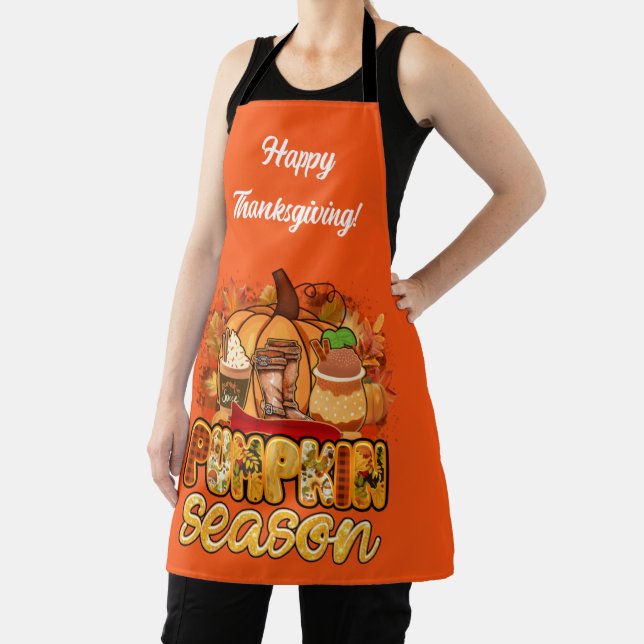 Pumpkin Season Autumn Customise Text and Colour Apron (Insitu)
