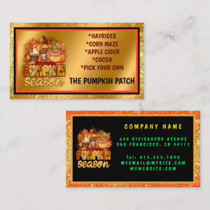 Pumpkin Season Autumn Customise Text and Colour Business Card