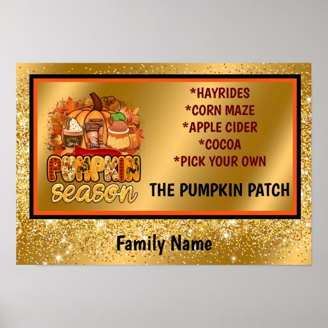 Pumpkin Season Autumn Customize Text and Color Poster (Front)