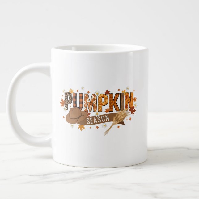 Pumpkin season autumn mug, cosy fall aesthetic large coffee mug (Left)