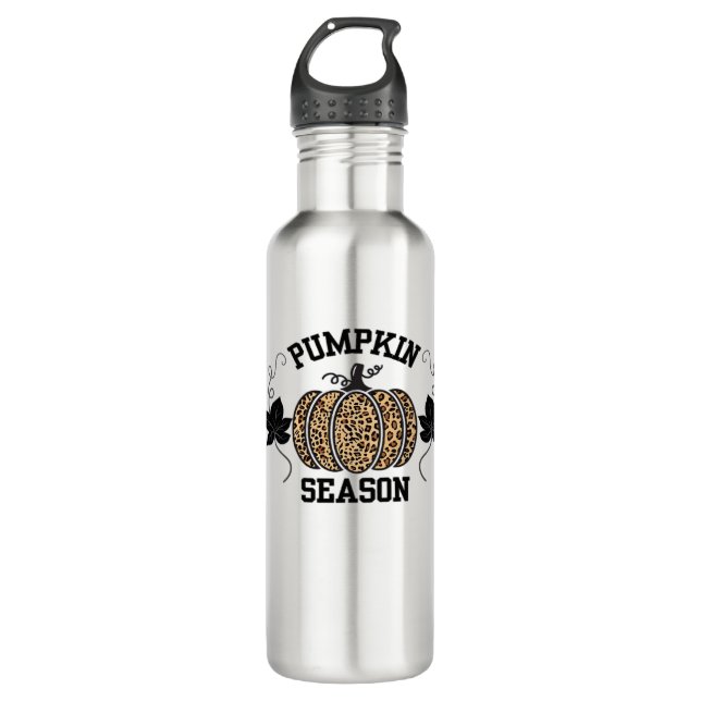 Pumpkin Season  Cheetah Print Pumpkin Fall Design  710 Ml Water Bottle (Front)