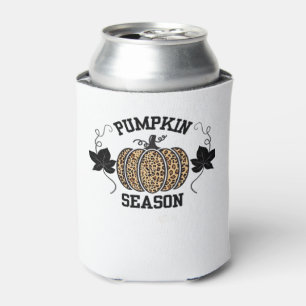 Pumpkin Season  Cheetah Print Pumpkin Fall Design  Can Cooler