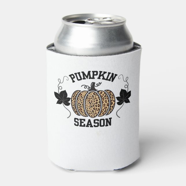 Pumpkin Season  Cheetah Print Pumpkin Fall Design  Can Cooler (Can Front)