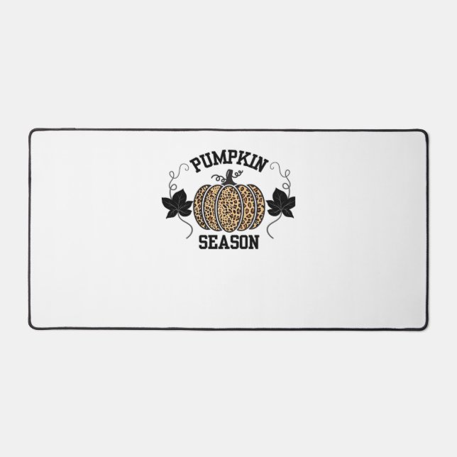 Pumpkin Season  Cheetah Print Pumpkin Fall Design  Desk Mat (Front)