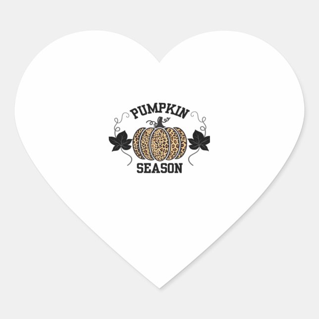 Pumpkin Season  Cheetah Print Pumpkin Fall Design  Heart Sticker (Front)