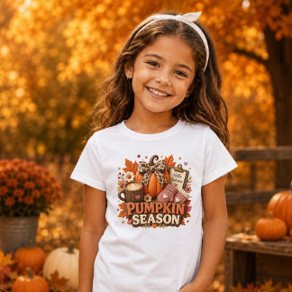 Pumpkin Season Claymation Style Design Girls T-Shirt