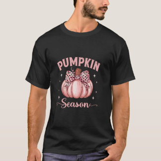 Pumpkin Season Coquette Bow Pumpkin In October We  T-Shirt