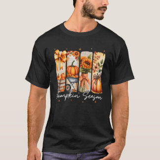 Pumpkin Season Coquette Fall Autumn Sunflower Flor T-Shirt
