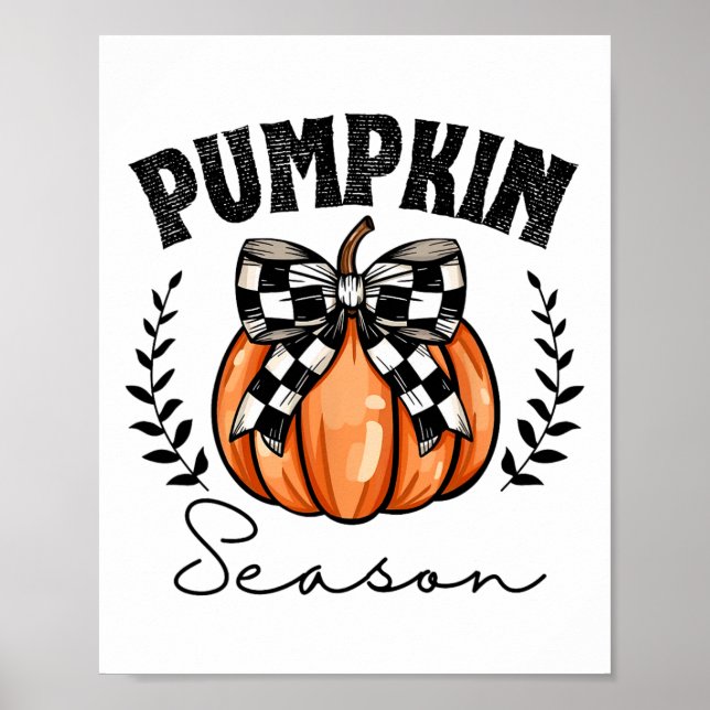 Pumpkin Season Coquette Pumpkin Bow Halloween Spoo Poster (Front)