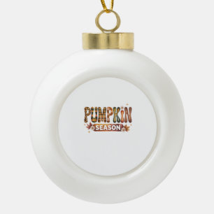 Pumpkin Season Fall Boho Ceramic Ball Christmas Ornament