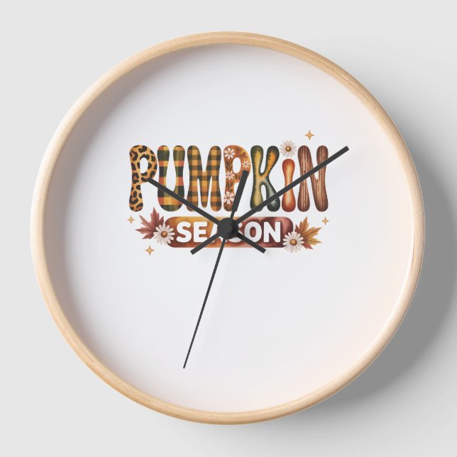 Pumpkin Season Fall Boho Clock (Front)